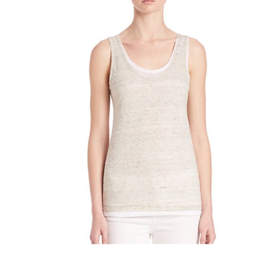MAJESTIC FILATURES 100% LINEN DOUBLE LAYERED TANK XS